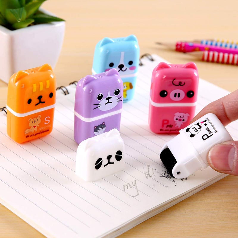 Odowalker 24 Pack Pencil Erasers, Cute Erases Pencils Eraser with Clean up Roller Pencil Eraser Shaving Roller Case Erasers for Party Favors Gift Supplies - Image 1